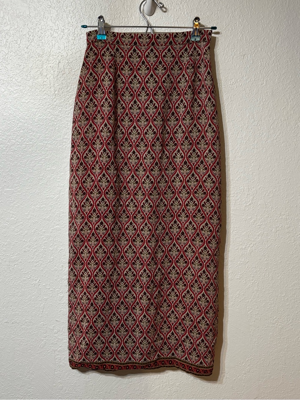 Vintage Petite Sophisticate Silk Floral Ogee Print Maxi Skirt Size 4 Petite